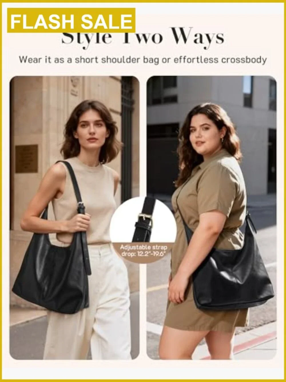 Vegan Leather Hobo Bag Tote Crossbody Shoulder Purse with Pouch